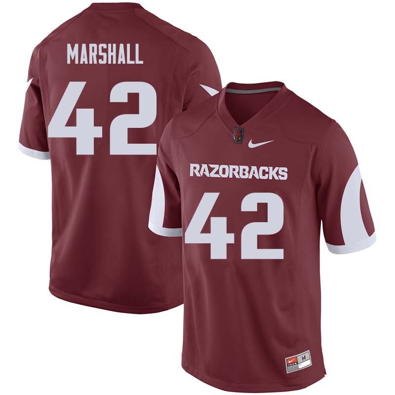 Men #42 Jonathan Marshall Arkansas Razorback College Football Jerseys Sale-Cardinal